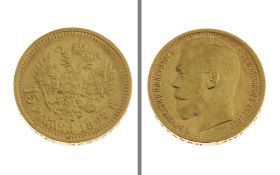 Goldmuenze 15 Rubel 12.86g 900/- Gelbgold