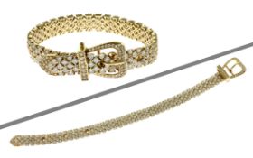 Armband 42.36g 585/- Gelbgold mit Zirkonia. Laenge ca. 22.50 cm. 1 Zirkonia fehlt