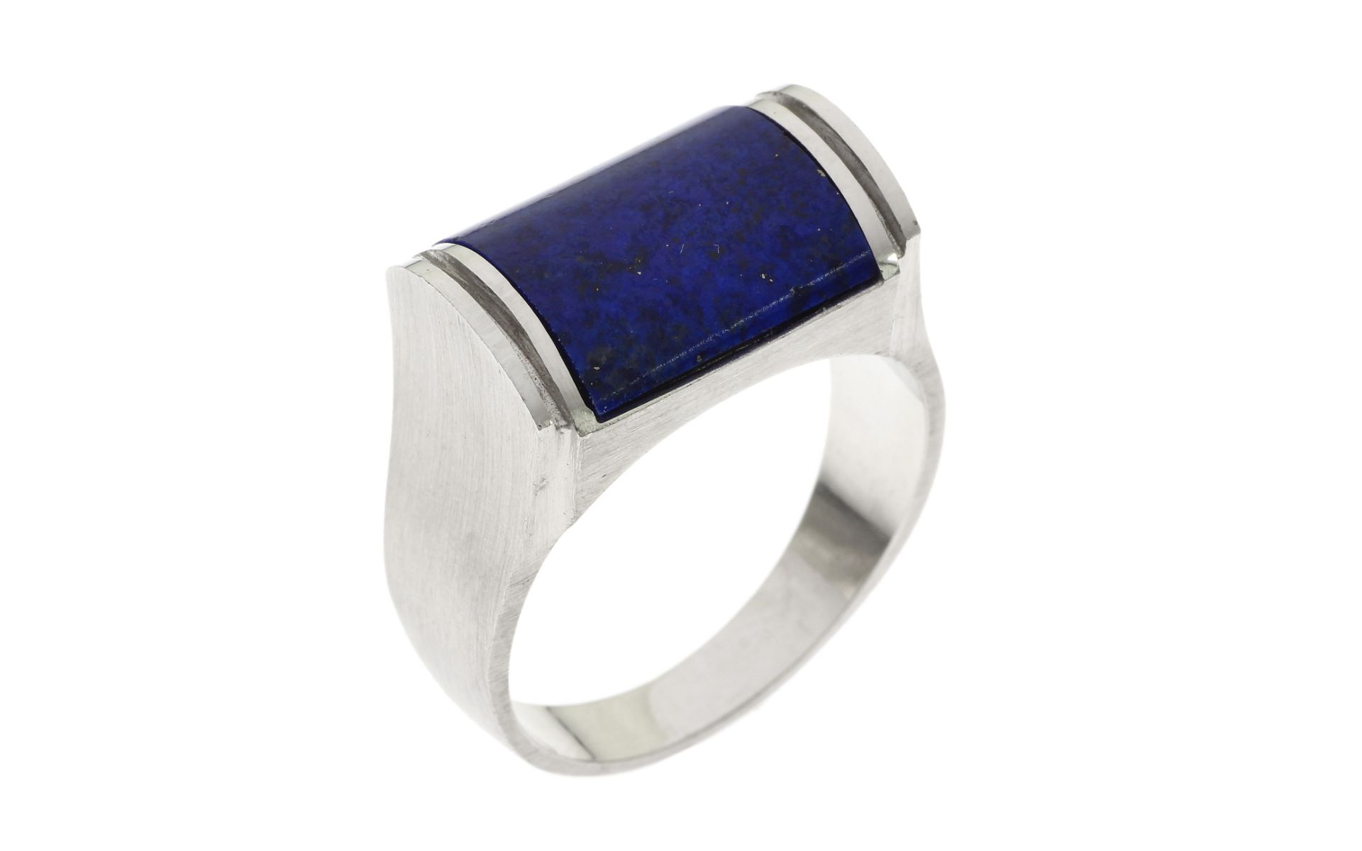 Ring 9.91g 585/- Weissgold mit Lapislazuli. Ringgroesse ca. 64