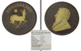 Silbermuenze Kruegerrand 31.1g 999/- Silber vergoldet und rhodiniert mit Zertifikat