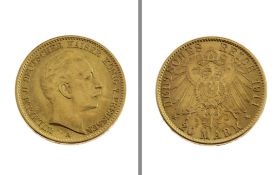 Goldmuenze 20 Mark Deutsches Reich 1911 7.94g 900/- Gelbgold