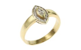 Ring 6.35g 750/- Gelbgold mit 15 Diamanten zus. ca. 0.48 ct. G/si-pi. Ringgroesse ca. 62