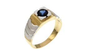 Ring 6.06g 585/- Gelbgold und Weissgold mit Saphir. Ringgroesse ca. 65