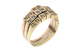 Ring 6.23g 585/- Gelbgold. Weissgold und Rotgold mit 18 Diamanten zus. ca. 0.36 ct.. Ringgroesse ca.