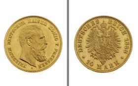 Goldmuenze 10 Mark Deutsches Reich 1888 3.96g 900/- Gelbgold