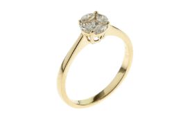 Ring 3.48g 750/- Gelbgold mit 5 Diamanten zus. ca. 0.48 ct.. Ringgroesse ca. 58