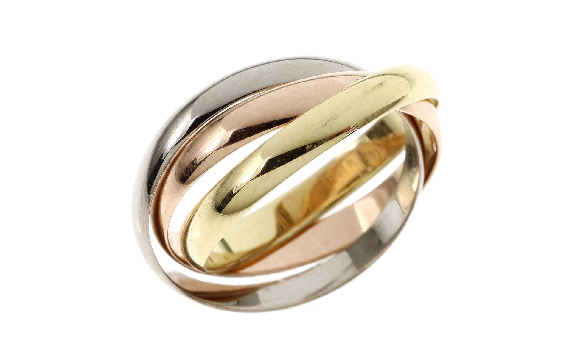 Cartier Ring 4.36g 750/- Gelbgold. Weissgold und Rotgold. Ringgroesse ca. 51