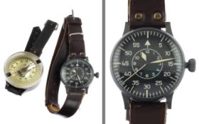 Laco B-Uhr 1943. deutsche Luftwaffe. Titan. Handaufzug. mit Kompass beiliegend