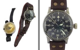 Lange B-Uhr 1943. deutsche Luftwaffe. Titan. Handaufzug. inklusive Auszug aus dem Stammbuch. Kompass