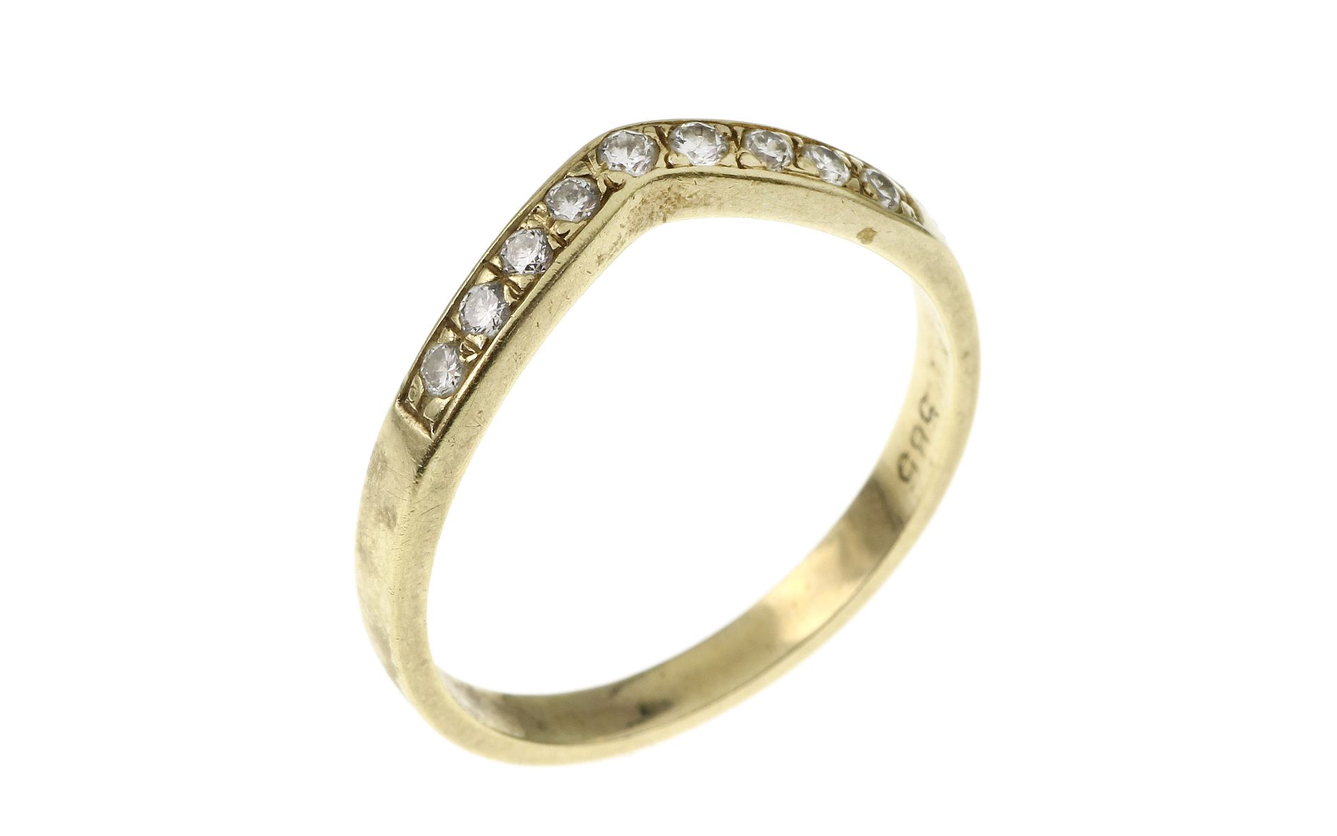 Ring 2.51g 585/- Gelbgold mit 9 Diamanten zus. ca. 0.18 ct. F/vs. Ringgroesse ca. 56