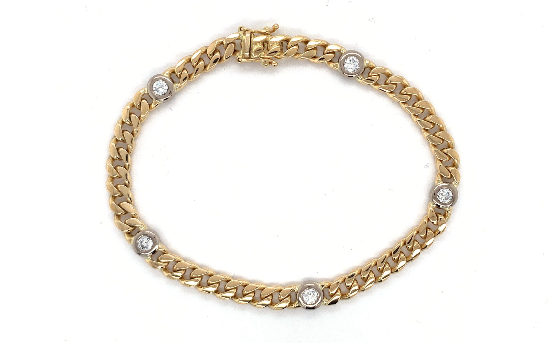 Armband 22.58 gr. 750/- Gelbgold und Weissgold mit Diamanten 1.00 ct G/vs-si Laenge 20 cm