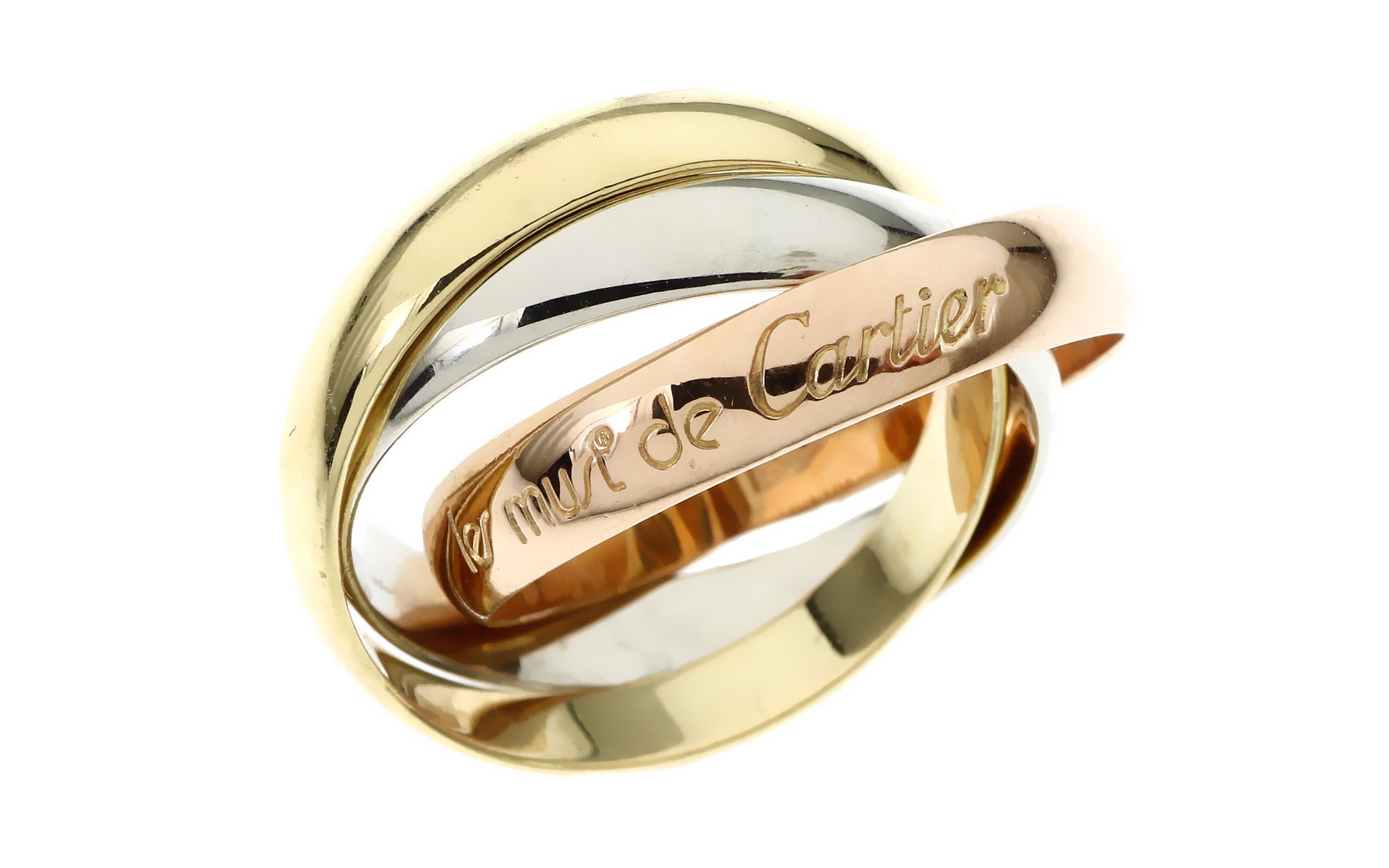 Cartier Ring 6.32 gr. 750/- Gelbgold. Weissgold und Rotgold Ringgroesse 48