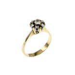 Ring 4.05g 585/- Gelbgold und Weissgold mit 7 Diamanten zus. ca. 0.28 ct. G/vs-si. Ringgroesse ca. 5