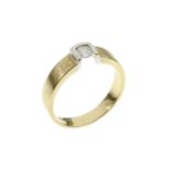 Ring 4.5g 585/- Gelbgold und Weissgold mit Diamant 0.18 ct. H/pi2. Ringgroesse ca. 58