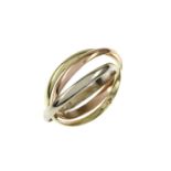 Ring 3.66g 585/- Gelbgold. Weissgold und Rotgold. Ringgroesse ca. 60