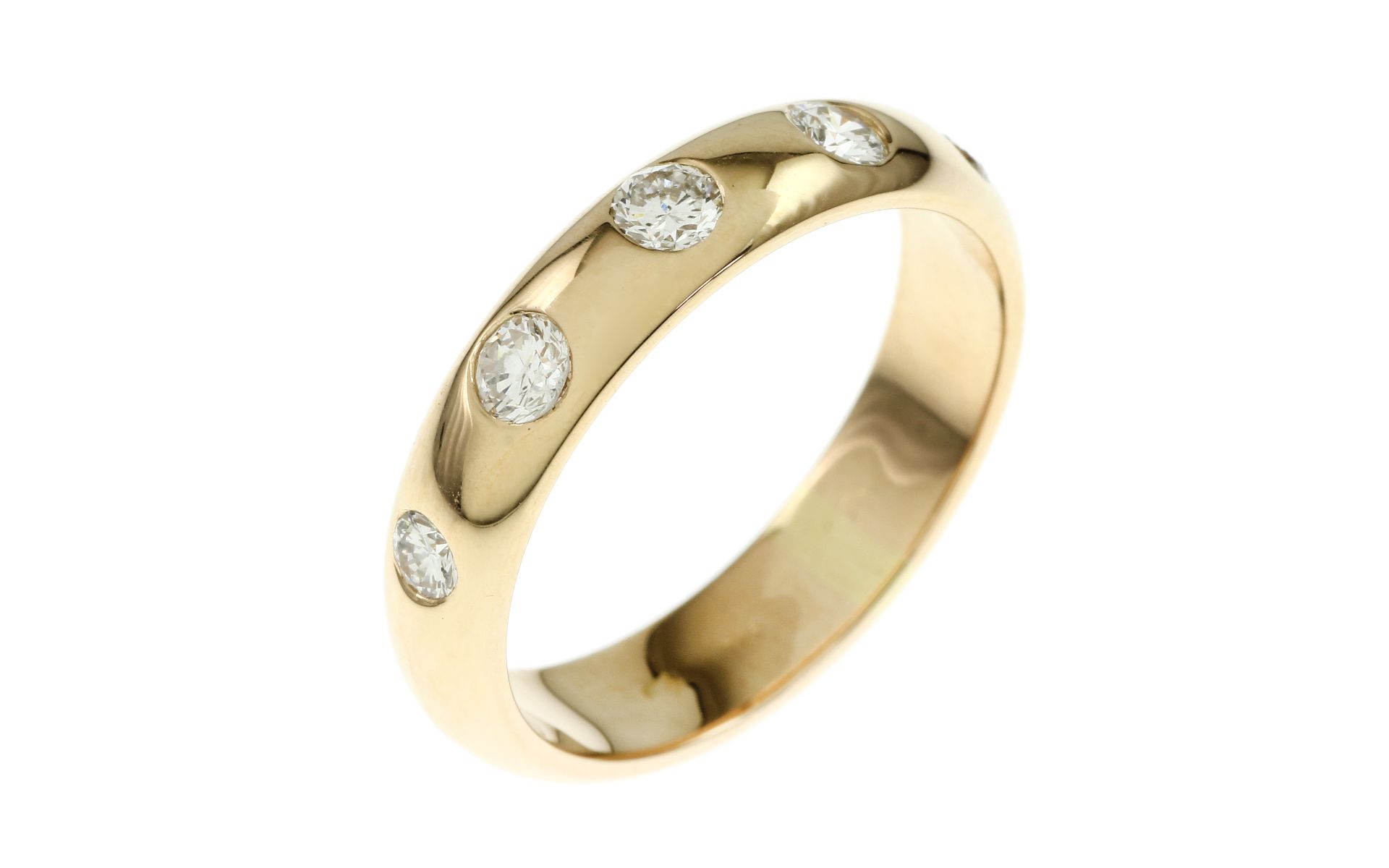 Ring 6.35g 750/- Gelbgold mit 5 Diamanten ca. 0.50 ct.. Ringgroesse ca. 58