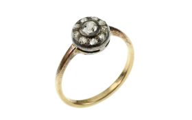 Ring 2.43g 585/- Gelbgold und Weissgold mit 10 Diamanten zus. ca. 0.36 ct. G/si. Ringgroesse ca. 54