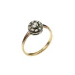 Ring 2.43g 585/- Gelbgold und Weissgold mit 10 Diamanten zus. ca. 0.36 ct. G/si. Ringgroesse ca. 54