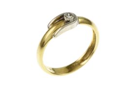 Ring 750/- 3.10 gr. Gelbgold und Weissgold mit Diamant 0.12 ct Ringgroesse 55