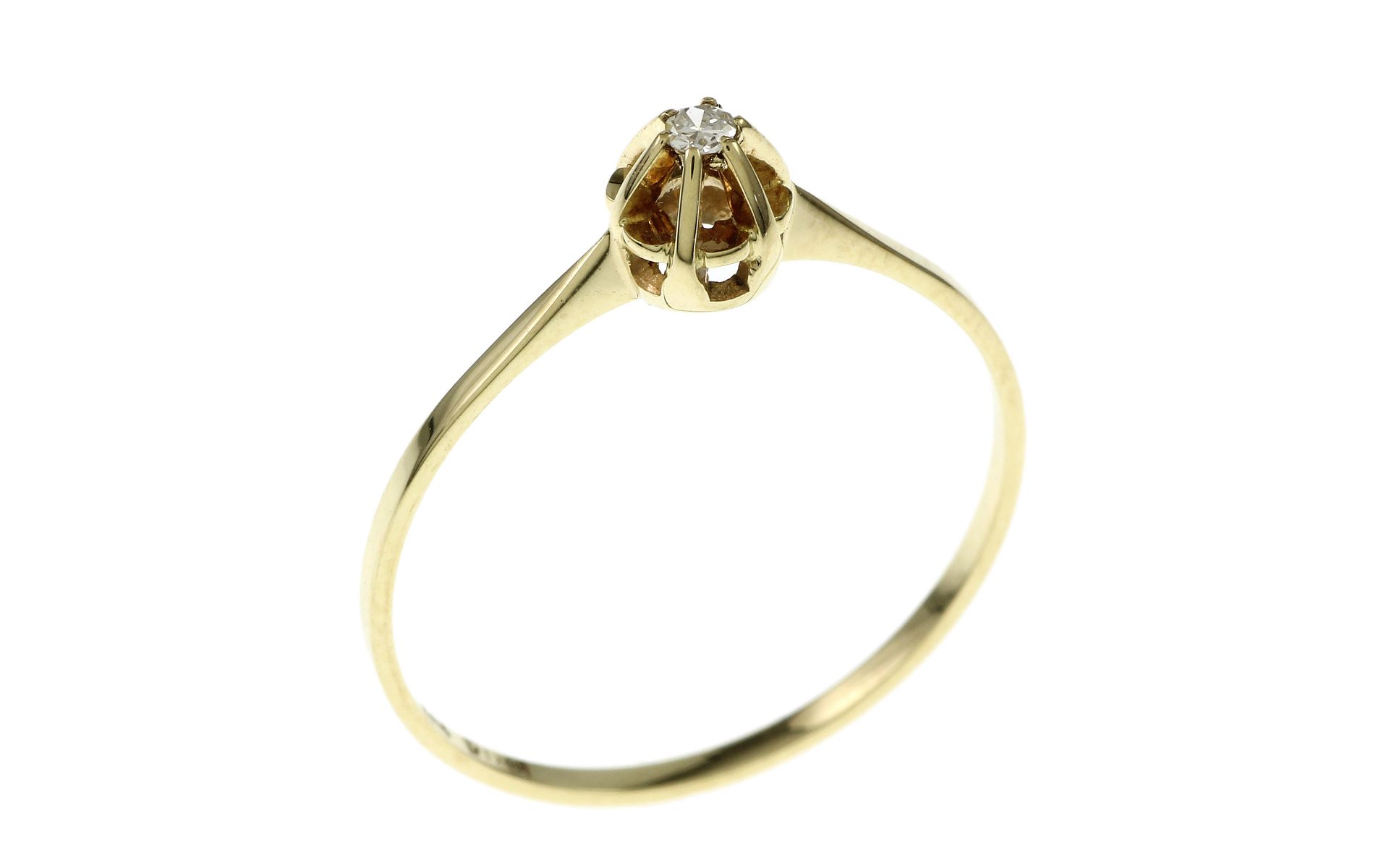 Ring 0.83g 585/- Gelbgold mit Diamant ca. 0.02 ct. G/vs1. Ringgroesse ca. 54