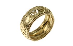 Wellendorff Ring 8.84 gr. 750/- Gelbgold mit Diamanten Ringgroesse 59