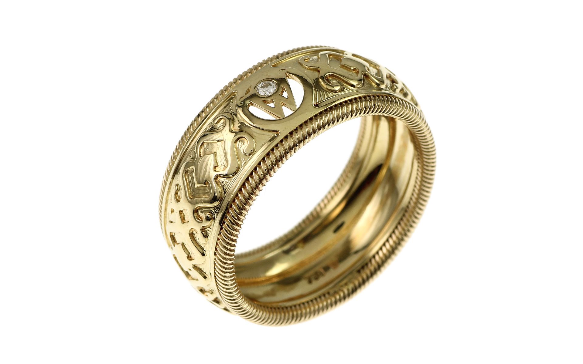 Wellendorff Ring 8.84 gr. 750/- Gelbgold mit Diamanten Ringgroesse 59