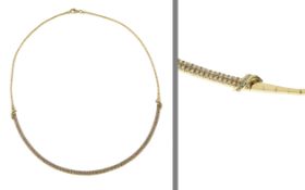 Collier 12.71g 585/- Gelbgold mit Zirkonia. Laenge ca. 43 cm