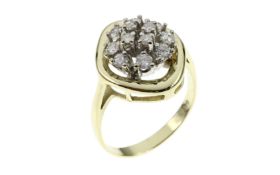 Ring 4.56g 585/- Gelbgold und Weissgold mit 12 Diamanten zus. ca. 0.60 ct.. Ringgroesse ca. 53