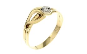 Ring 3.23g 585/- Gelbgold und Weissgold mit Diamant ca. 0.20 ct. E/vs1. Ringgroesse ca. 61