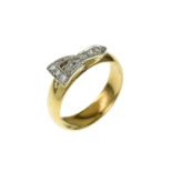 Ring 5.39g 750/- Gelbgold und Weissgold mit 7 Diamanten zus. ca. 0.09 ct. E/vs. Ringgroesse ca. 54