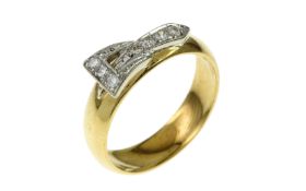 Ring 5.39g 750/- Gelbgold und Weissgold mit 7 Diamanten zus. ca. 0.09 ct. E/vs. Ringgroesse ca. 54