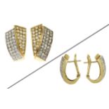 Ohrclips 750/- Gelbgold und Weissgold mit 98 Diamanten zus. ca. 1.96 ct. F/vvs-vs. 1 Diamant fehlt