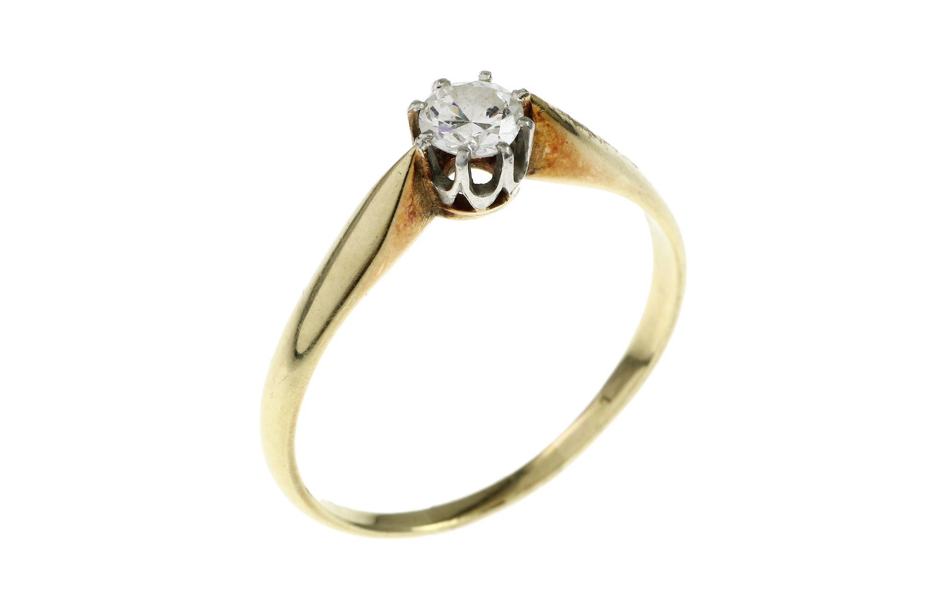 Ring 2.5g 585/- Gelbgold und Weissgold mit Diamant ca. 0.30 ct. H/pi1. Ringgroesse ca. 61