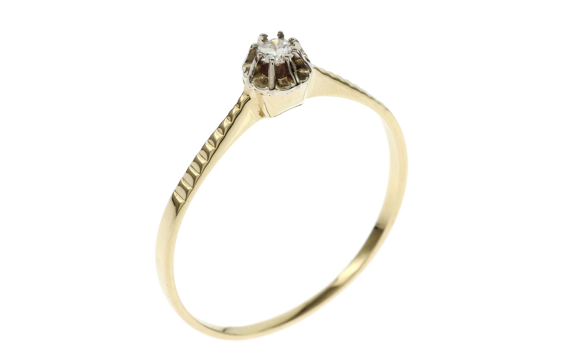 Ring 1.21g 585/- Gelbgold mit Diamant ca. 0.05 ct. G/si. Ringgroesse ca. 51