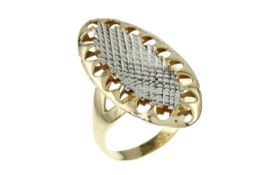 Ring 3.13g 585/- Gelbgold und Weissgold. Ringgroesse ca. 54