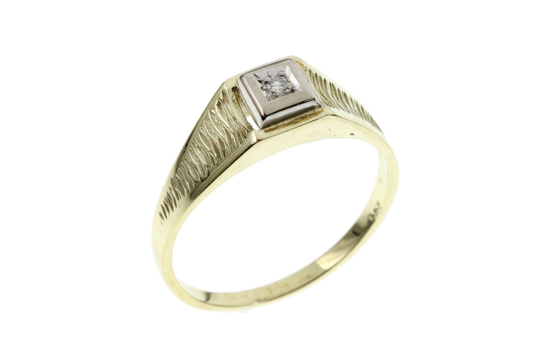 Ring  2.86g 585/- Gelbgold und Weissgold mit Diamant ca. 0.02 ct. F/vs. Ringgroesse ca. 57