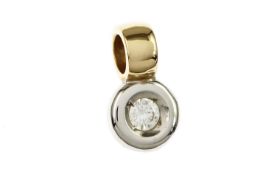 Anhaenger 1.42 gr. 585/- Gelbgold und Weissgold mit Diamant 0.10 ct. G/pi1 Laenge 1.30 cm