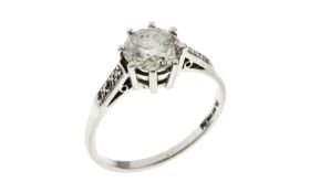 Ring 3.89 gr. 750/- Weissgold und 950/- Platin mit 1 Diamant 1.80 ct. J/pi2. Ringgroesse 56 