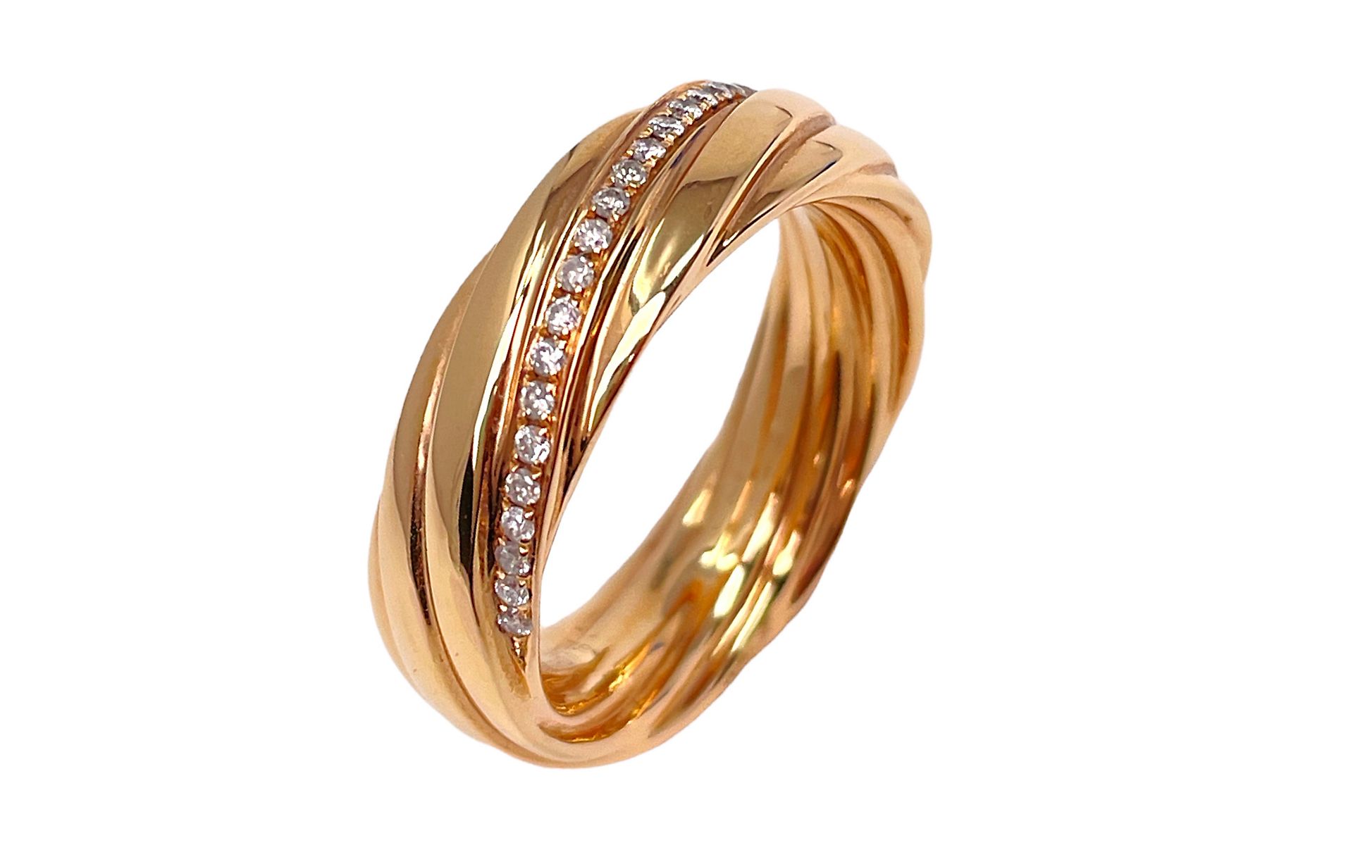 Ring 14.37 gr. 750/- Rosegold mit Diamanten 0.16 ct. H/si-pi. Ringgroesse 56