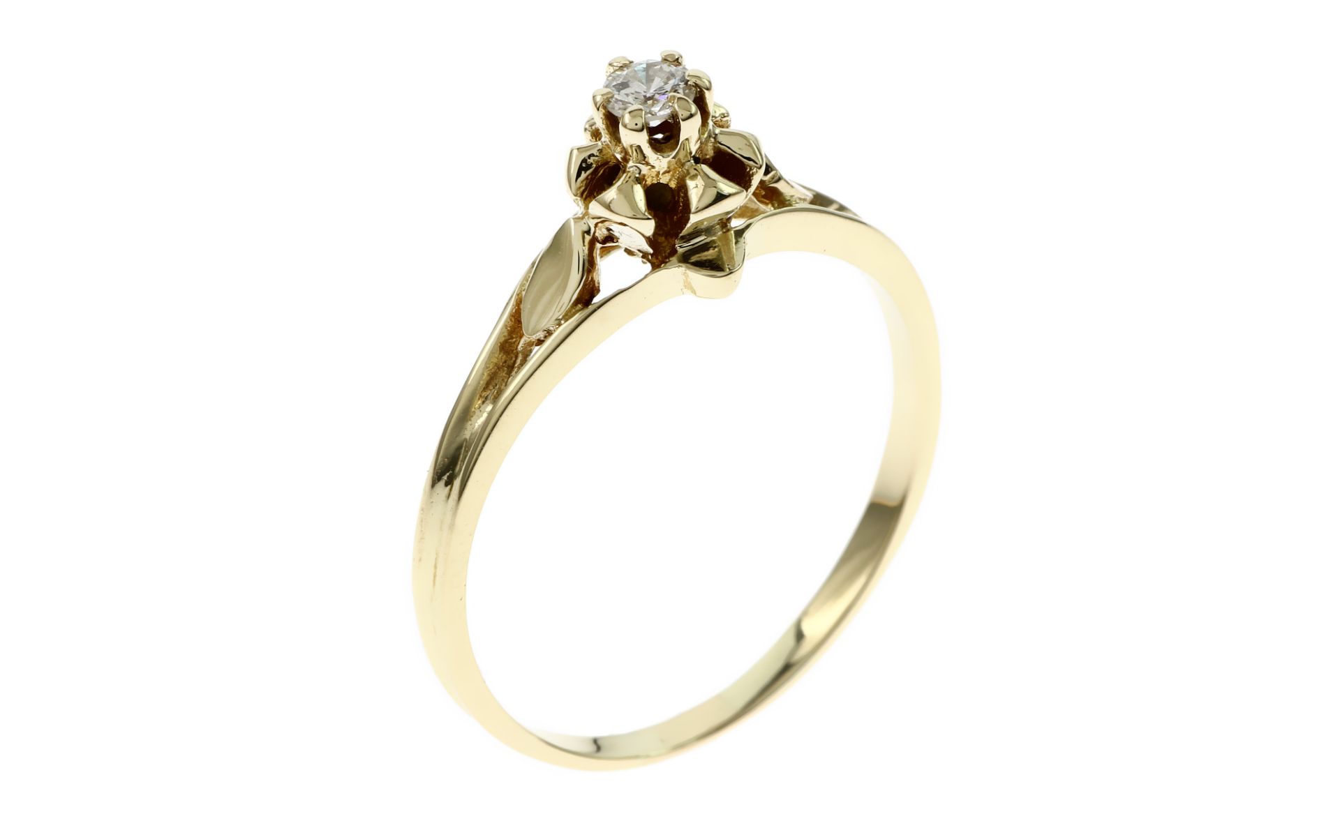 Ring 585/- Gelbgold mit Diamant 0.15 ct F/p 2.98 gr. Ringgroesse 61