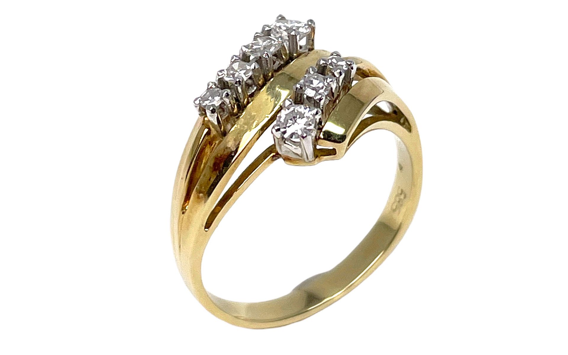 Ring 585/- 4.02 gr. Gelbgold und Weissgold mit Diamanten 0.35 ct. G/si Ringgroesse 54