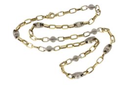 Kette 23.27g 585/- Gelbgold und Weissgold. Laenge ca. 65.50 cm