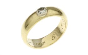 Ring 4.03 gr. 585/- Gelbgold und Weissgold mit Diamant 0.10 ct H/p1 Ringgroesse 47