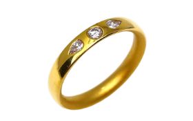 Ring 4.50 gr. 750/- Gelbgold mit Diamanten 0.18 ct G/si Ringgroesse 52