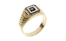 Ring 5.34g 585/- Gelbgold mit Zirkonia und Farbstein. Ringgroesse ca. 65