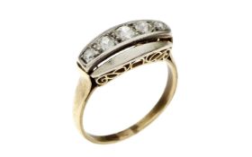 Ring 3.25 gr. 585/- Gelbgold und Weissgold mit 5 Diamanten Altschliff ca. 0.50 ct. H/si-pi. Ringgroe