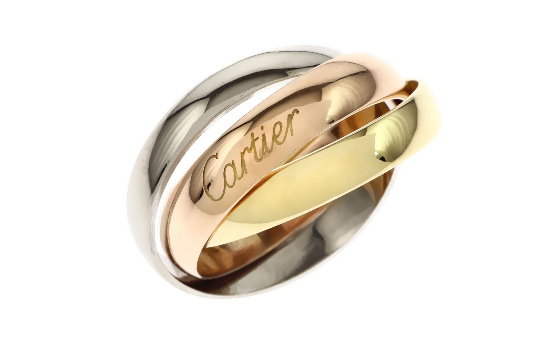 Cartier Trinity Ring 14.73g 750/- Gelbgold. Weissgold und Rotgold. Ringgroesse ca. 60