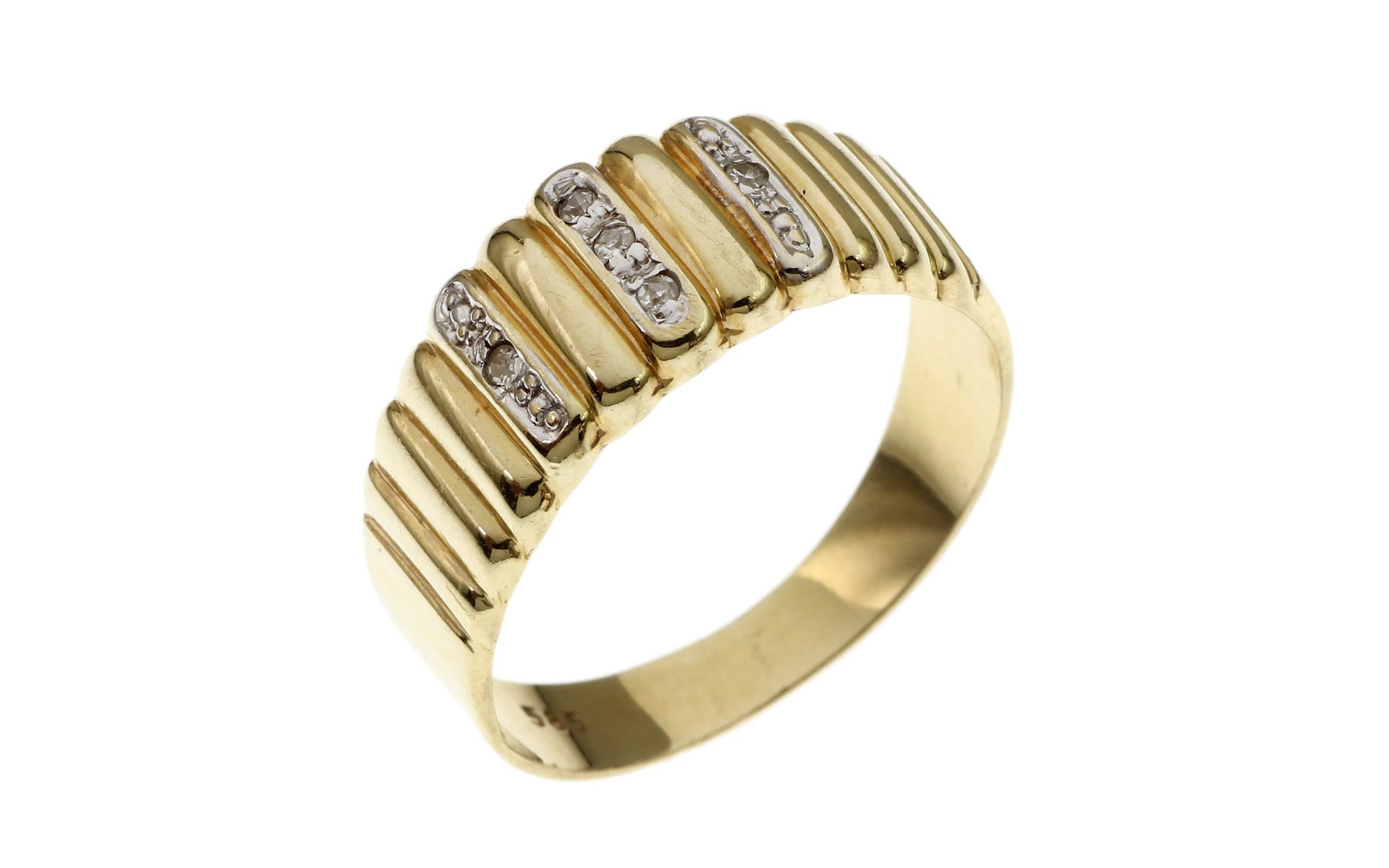 Ring 2.23 gr. 585/- Gelbgold und Weissgold mit Diamanten ca. 0.03 ct. Ringgroesse 56