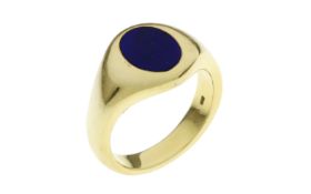 Ring 11.07 gr. 585/- Gelbgold mit Lapis Ringgroesse 54