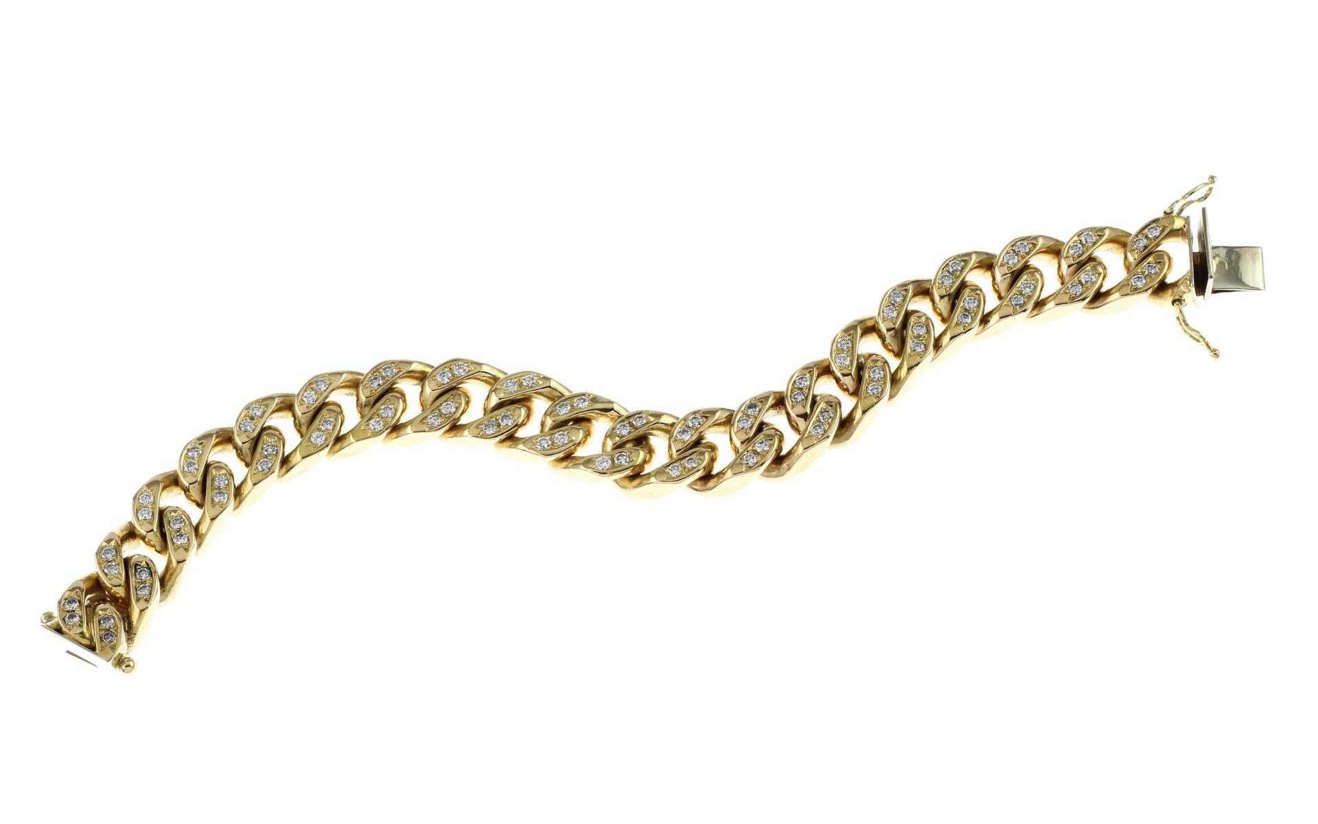 Armband 94.15 gr. 750/- Gelbgold mit 80 Diamanten. Laenge ca. 17.50 cm